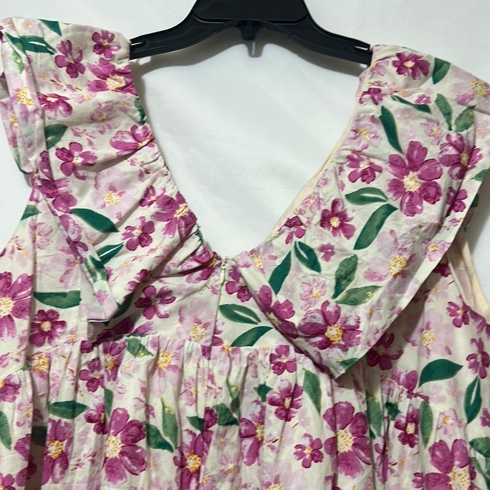 ARULA Pink and Green Ruffled Babydoll Dress - Picture 3 of 9